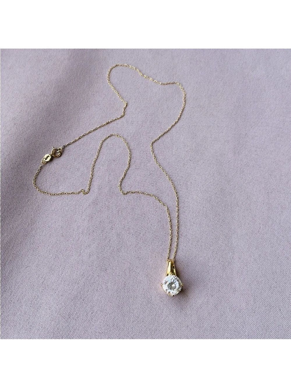 Cubic Zirconia 18k Gold Vermeil Sterling Silver Solitaire Pendant Neckla… - Picture 6 of 7